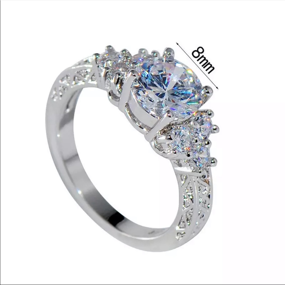 New silver plated alloy transparent Zircon ring - Picture 2 of 7